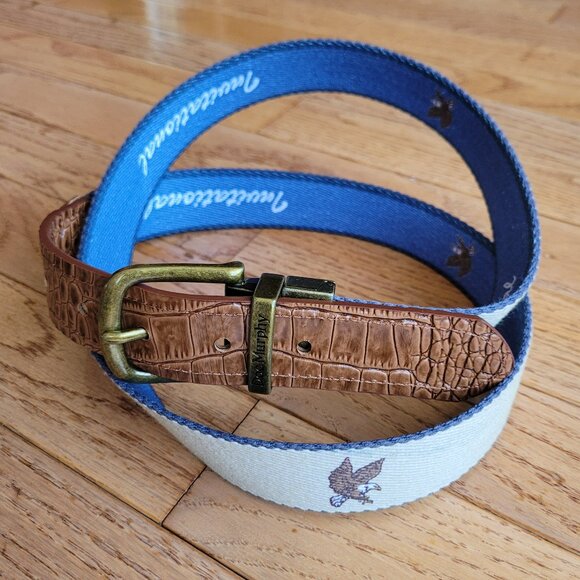 Doc Murphy Reversible Eagle Canvas Belt Canvas Leather - Picture 1 of 12
